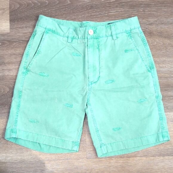 Vineyard Vines Green Embroidered Fish Island Shorts Sz 28 - Picture 1 of 10